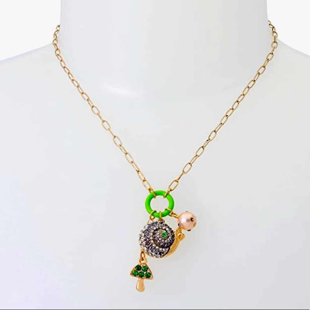 New Betsey Johnson Snail Charm Pendant Necklace - Picture 2 of 10